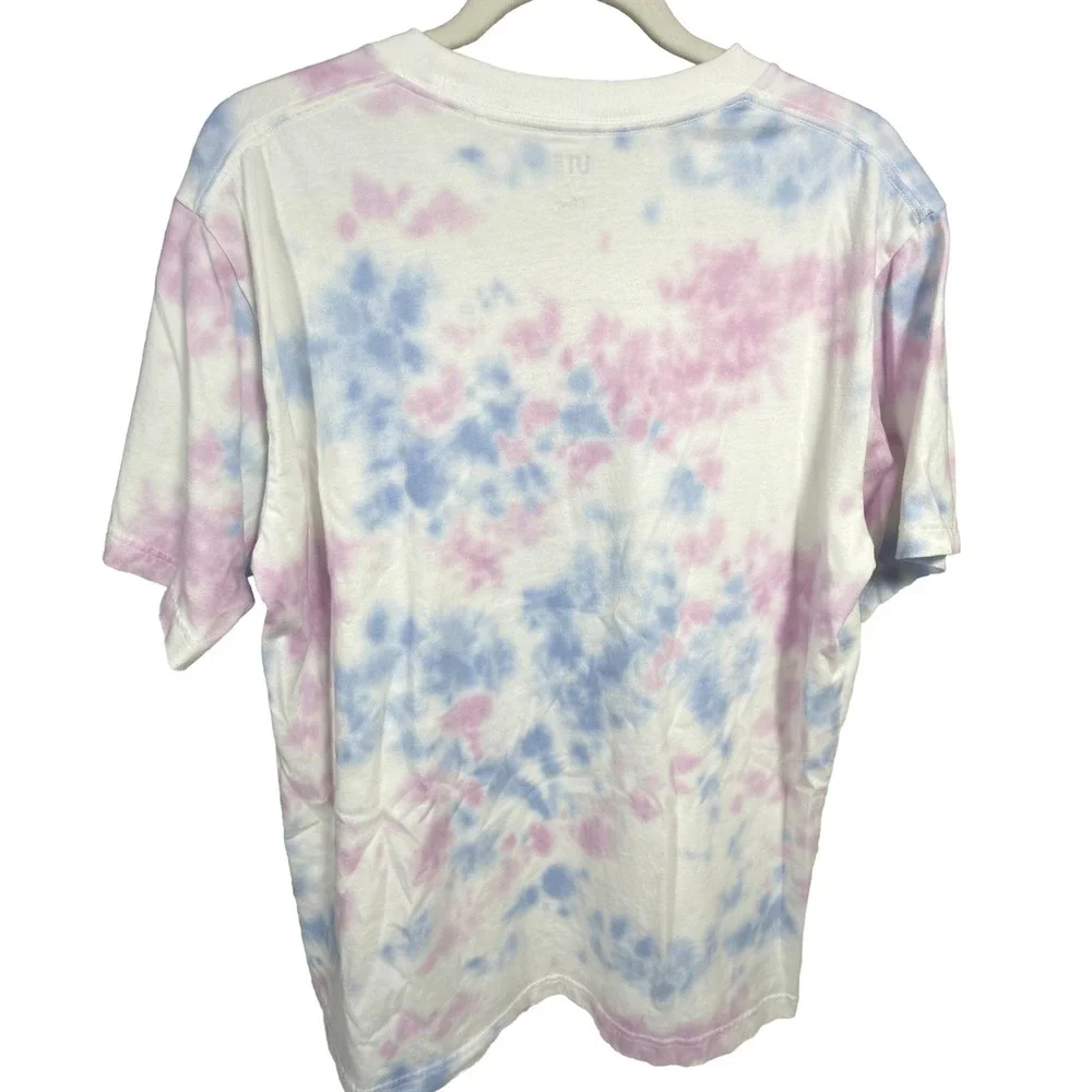 Uniqlo Mickey Mouse T-Shirt Large Womens Tie Dye Graphic Disney Pink Blue - Picture 2 of 3